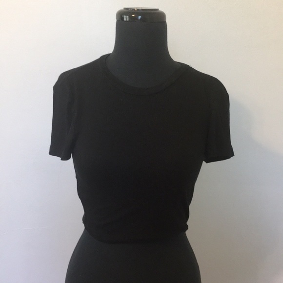 BCBGeneration Solid Black Crop Top T-Shirt, XXS - Picture 3 of 7